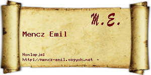 Mencz Emil névjegykártya